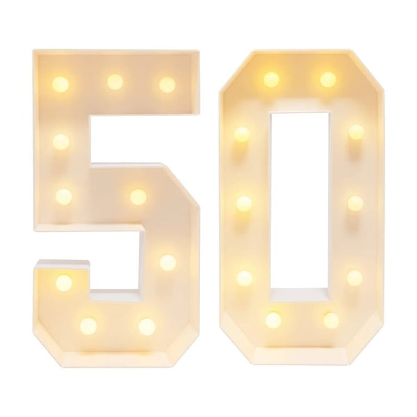 Valaise numerot, 39 tuuman korkeus, paristokäyttöinen,Valkoinen