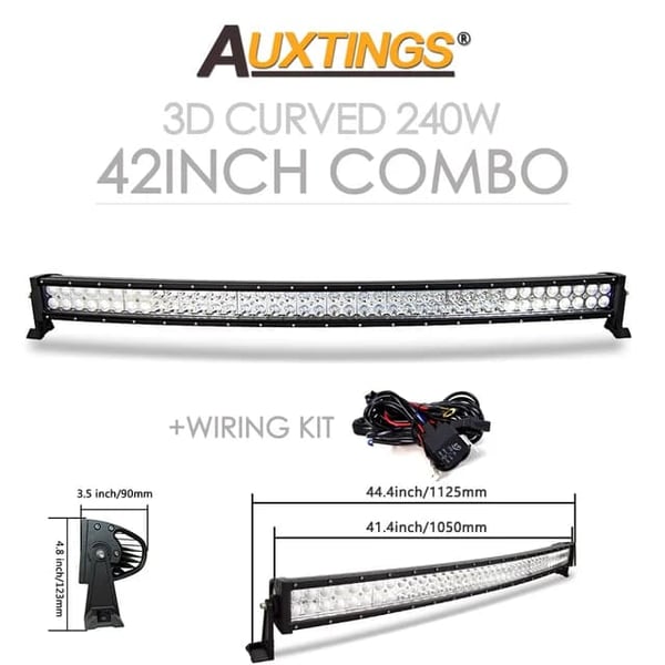 LED lysbjælke, buet design, offroad køretøjsbelysning, , 42in with wire