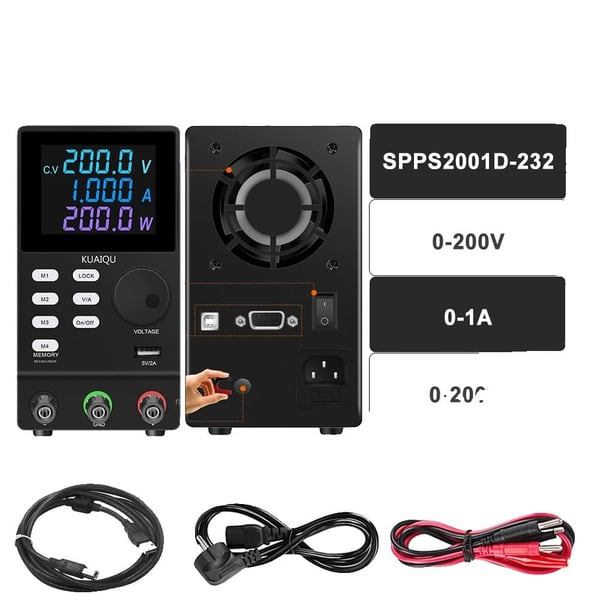 Strømforsyning, Justerbar Spænding, Pålidelig Strømudgang,AC 220V, 2001D-232-Sort
