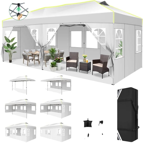 Pavillon, Vandtæt, Justerbar Højde,Hvid
