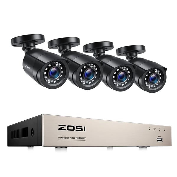 CCTV-system, 8 kanaler, 1080P,8CH DVR x 4 kameraer, 1T