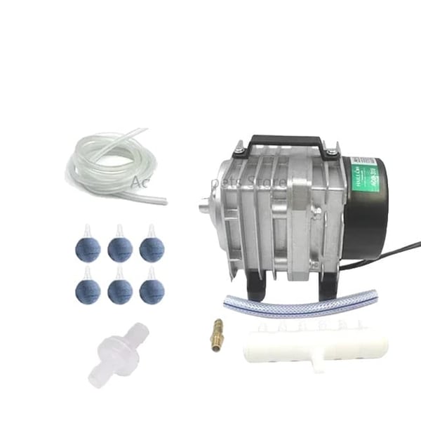 Akvarium luftkompressor, 220v elektromagnetisk pumpe, 70L/MIN luftning, 318-45W Tilbehør, EU adapter 220V-50HZ
