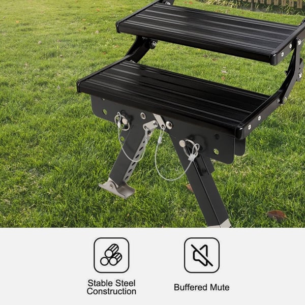Folding Caravan Step Stabilizer, Høj Belastningskapacitet, Justerbar Højde, Holdbar Konstruktion