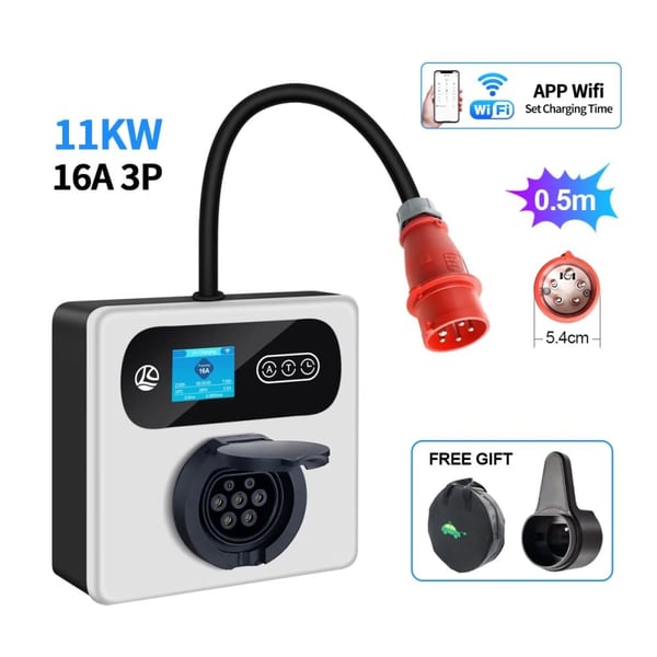 EL-lader, Smart App Kontrol, Justerbare Strømindstillinger,11KW, Type2