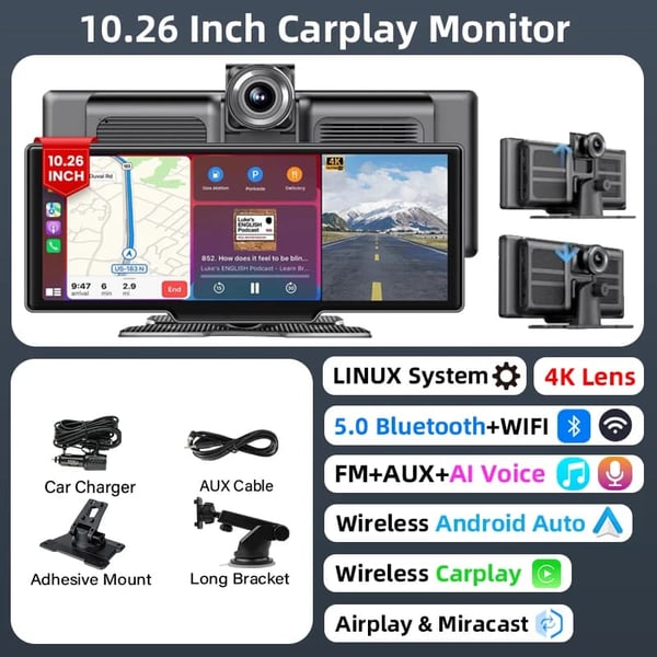 Auton DVR, Langaton Yhteys, Kaksoiskuvaus,4K DVR-ei takakameraa-a, 64G-a