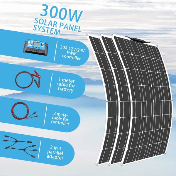 Solpanel, Fleksibelt Design, Høj Konverteringseffektivitet,300w solsystem