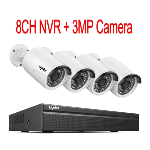 CCTV Sikkerhedssystem, 5MP/3MP Opløsning, IP66 Vandtæt, 4PCS 3MP, Ingen