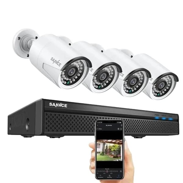 SANNCE NVR Sikkerhedskamera System, 8MP Videoopløsning, 8CH POE Support,Ingen, 8MP 4 stk. kamera