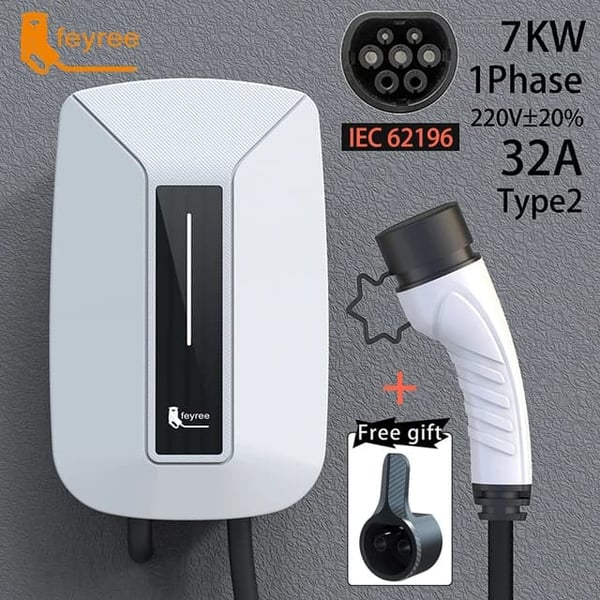 Sähköauton latauslaite, 32A nopea lataus, seinäasennus, tyyppi2 7KW 32A