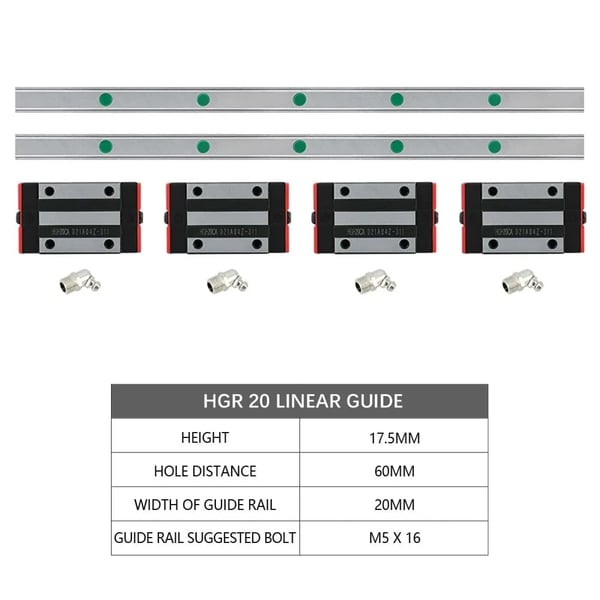Lineær guidebane skinner, holdbart materiale, præcisionsydelse,1300mm, 2 Skinner 4 HGH20CA-a