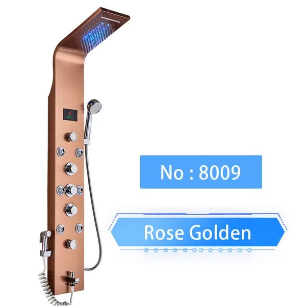 LED Brusepanel, Regnbruser, SPA Massagestråle, Rose Golden 8009