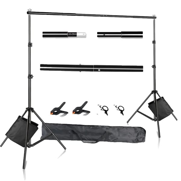 Fotograferingsbaggrundstativ, Justerbar Højde Op til 200cm, Understøtter 3KG Vægt,Ny tilføj Sandpose, 2,6Mx3M