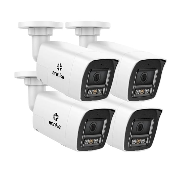 4K Ultra HD POE Netværk Video Sikkerhedskamera, Menneske- og Køretøjsdetektion, To-Vejs Lyd, IP67 Vandtæt Klassificering,4Pcs Kamera-a