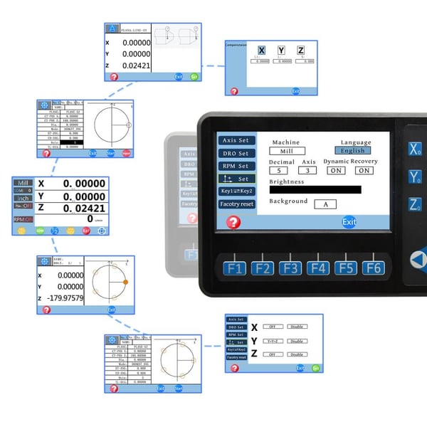 Digitalt display, Omdrejningstæller funktion, Hall sensor, 3 Axis DRO