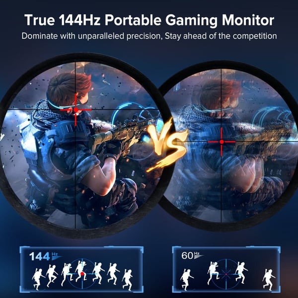 Gaming Bærbar Skærm, 17,3 Tommer, 2560x1440 Opløsning, 144Hz Opdateringsfrekvens,EU-stik