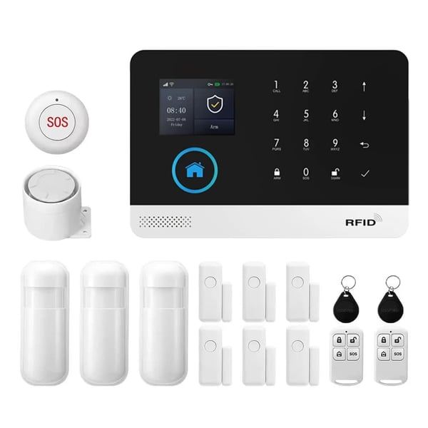 Alarm System, Trådløs Forbindelse, Smart Home Kompatibilitet,EU Stik, 4G WiFi Kit D