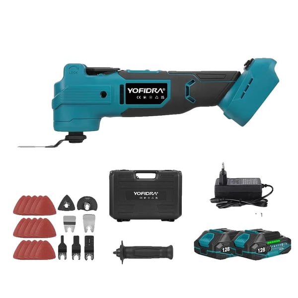 Osvillerende multitool, adaptiv hastighedskontrol, integreret ringlys,2 Batteri Stil 2