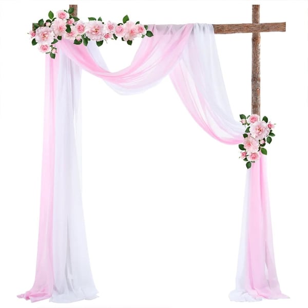 Baggrundsgardin, 70x550 cm størrelse, elegant hvid og pink design,Hvid og lyserød