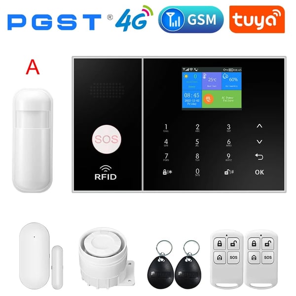 Smart Home Alarm System, WiFi & 4G Forbindelse, Bevægelsesdetektion,EU-stik, A