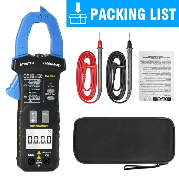 Klemme Multimeter, AC/DC Spænding op til 600V, 400A Strømmåling,BT-7200SMART