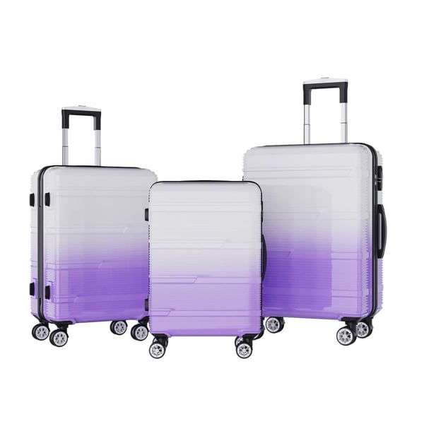 Bagagesæt, Holdbart ABS-materiale, 360° Drejelige Hjul,Gradient Lilla