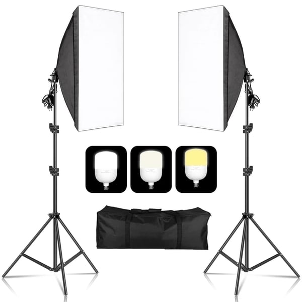 Softbox Belysningskit, 135W Pærer, 50x70cm Softbokse,135W  3 farver-a