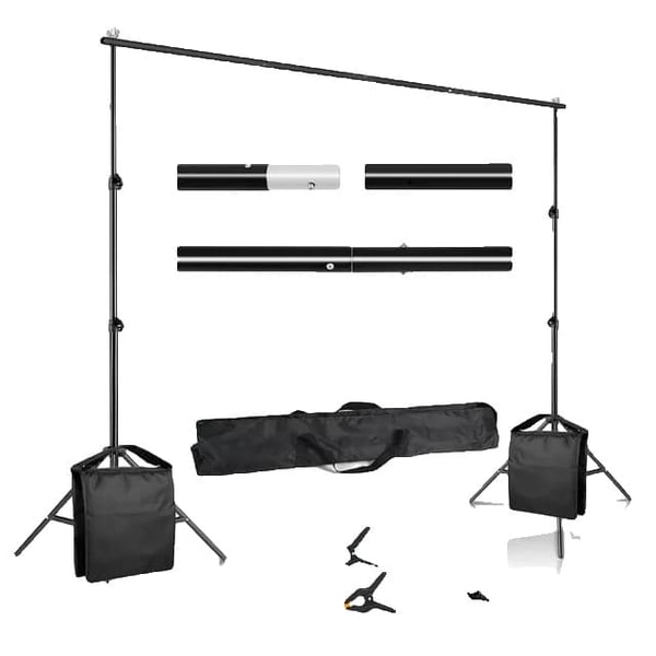 Foto Studio Baggrundstativ, Justerbar Højde, Bærbar Transporttaske, 2Mx2M, Tilføj 2 stk Sandsæk