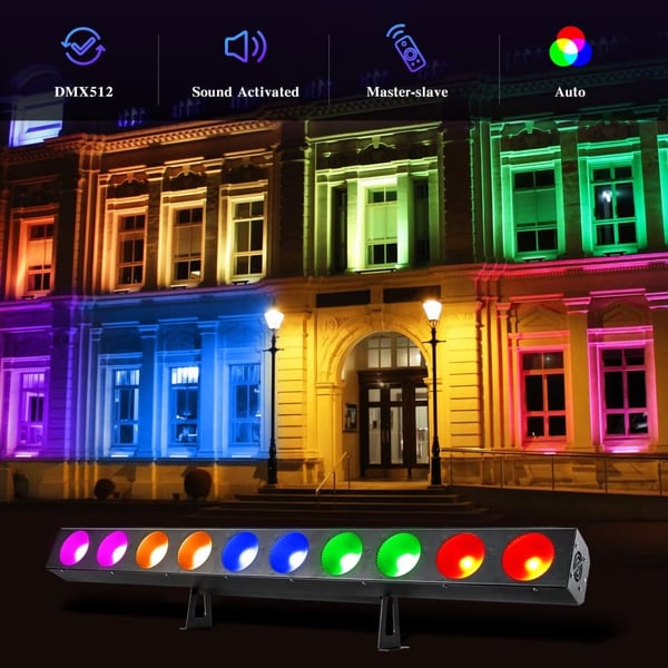 COB Matrix Light, 120W effekt, 10 stk. RGBW LED'er, DMX kontrol,EU stik