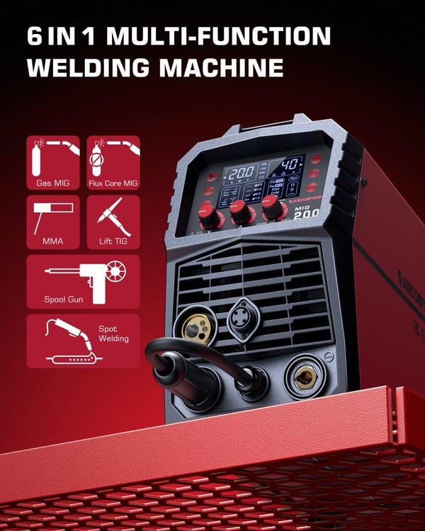 MIG Svejsemaskine 6-i-1, Synergi Kontrol, 200A Output