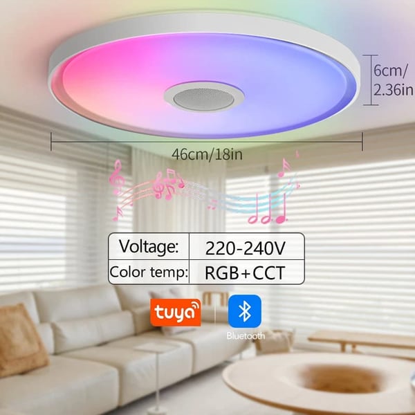 Loftlampe, Integreret Højttaler, Smart Kontrol,220V, 46cm(18tommer)