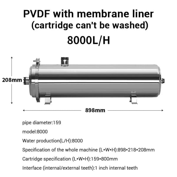 Vandrenser, PVDF Filterpatron, Ultrafilteringssystem,8000L