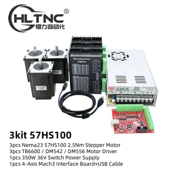 NEMA 23 Stepper Motor, Høj Præcisionskontrol, Stærk Ydeevne,3kit 57HS100 2.5Nm, TB6600 driver