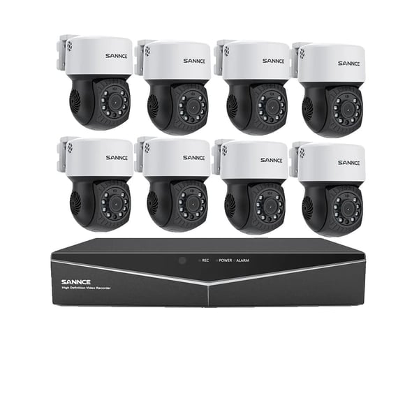 Videoovervågningssystem, 2MP HD opløsning, høj klarhed kuglekamera, 2T, 8ch med 8 stk kameraer