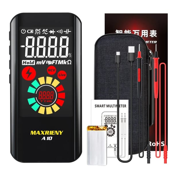Smart Digital Multimeter, 9999 tællinger display, AC/DC spændingsmåling,A10