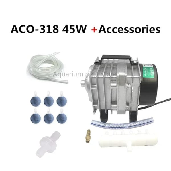 Akvarium luftkompressor, 220v elektromagnetisk pumpe, 70L/MIN luftning, 318-45W Tilbehør, EU adapter 220V-50HZ