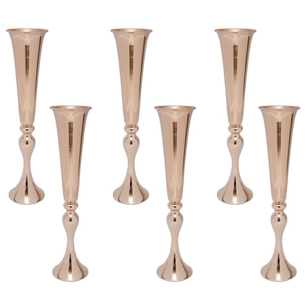 Guld Trumpet Vaser, Holdbar Jernkonstruktion, Elegant Udbredt Design,Guld