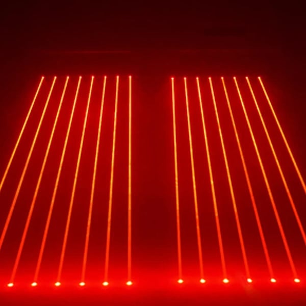 Bevægelseshoved Laserlys, DMX512 Kontrol, 8 Laser Kilder,EU-stik, Rød
