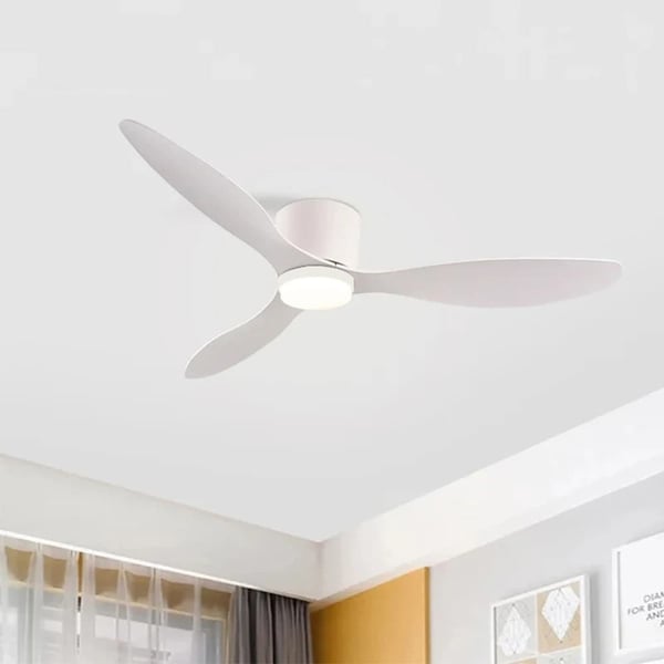 Loftventilator Lys, Energisparende Design, Fjernbetjeningsfunktion,52 tommer(132CM), Hvid