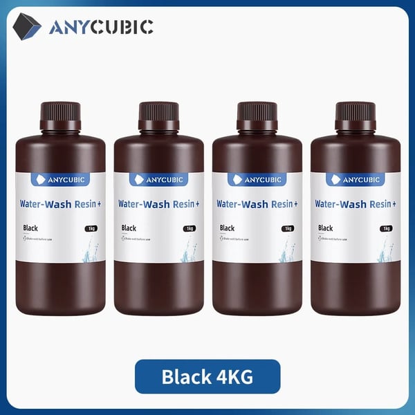 ANYCUBIC Vandvaskbar Harpiks, Klar 2 KG, Kompatibel med LCD-printere,Sort 4 KG