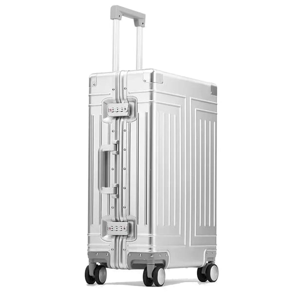 Trolley Box Rullende Bagage, Aluminium-Magnesium Legering, Spinner Hjul,29 tommer, Sølv
