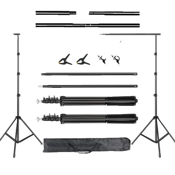 Foto- og videostudie baggrundstativ, justerbart teleskopisk system, inkluderet bæretaske., 26x3M, Ny Fleksibel