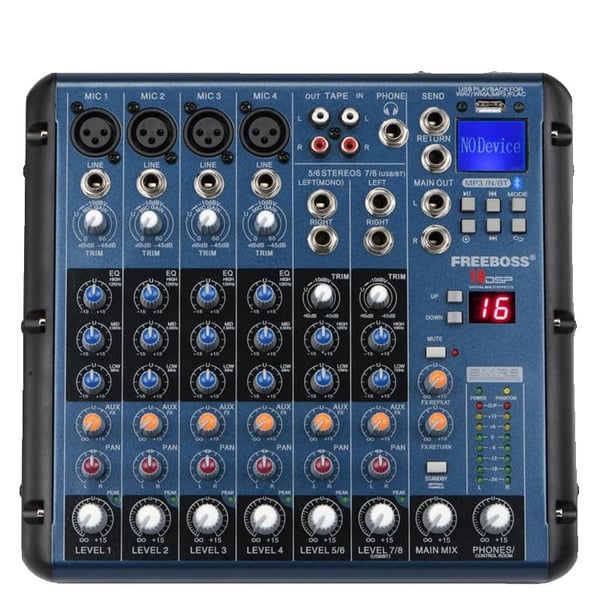 Mixerpult, 6 kanaler eller 8 kanaler, Bluetooth lydmixer,8-kanals EU STIK
