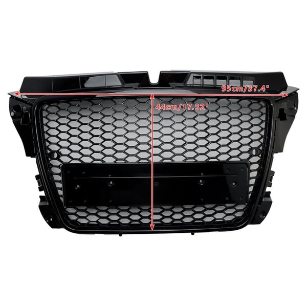 Frontbumpergrill, Glans Sort, Høj Kvalitet ABS Plastik, Standardpasform til Audi A3 8P S3, Direkte erstatning, Moderne honningcombdesign