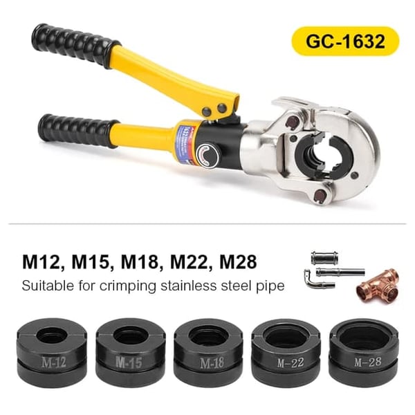 Hydrauliske Pex Rørværktøjer, Europæisk Lager, Kompatibel med Pex, Rustfrit Stål, Kobber Rør, M12 15 18 22 28mm
