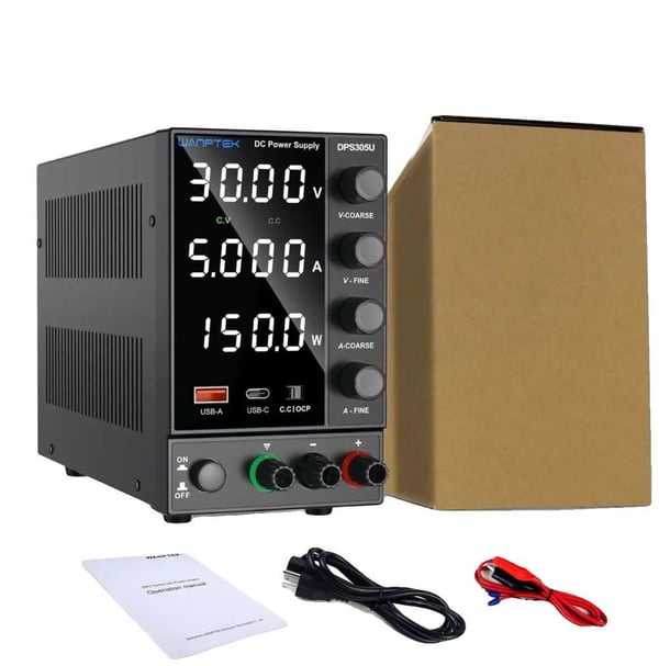 DC Strømforsyning, USB-A/Type-C Hurtigopladning, Højpræcisionsdisplay,DPS305U 30V 5A