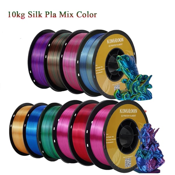 PLA/Silk PLA 3D-printer filament, 1,75 mm diameter, 190-230°C printtemperatur,10 kg silkemix farve