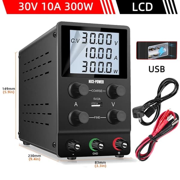 Laboratorie Reguleret Strømforsyning, Justerbar Spænding, Laboratorie Spændingsregulator, 30V 10A LCD-display, 220V