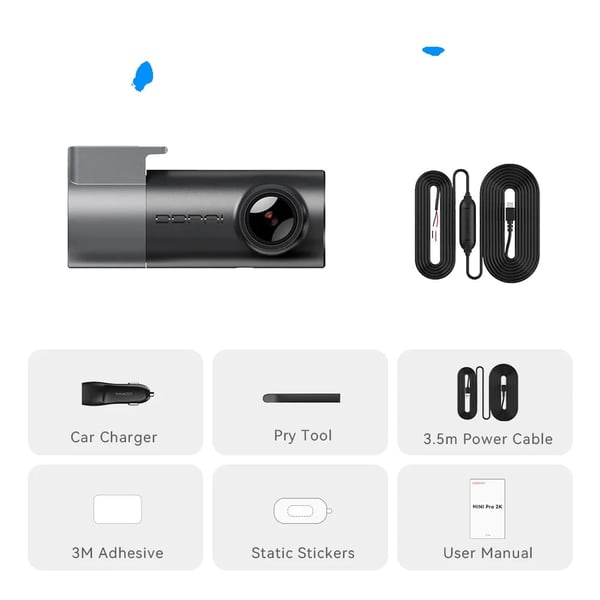 Bil Dash Cam, 2K Opløsning, Nattesyn Teknologi,MINIPro 2K n Hw, 64G SD Card-a