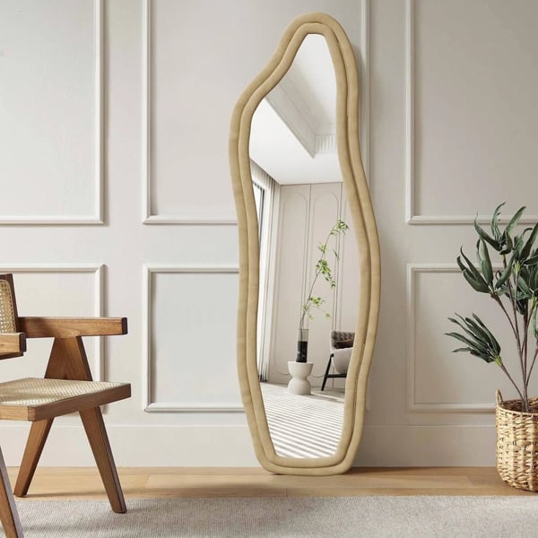 Helkropsspejl, Unik Uregelmæssig Design, Sikkerhedsfunktioner,Guld-160x50cm