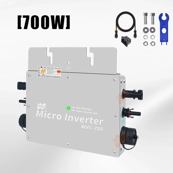 Solarmikroinverter, 700W udgangseffekt, IP65 vandtæt rating,Inverter Sliver, 230V, 22-50V